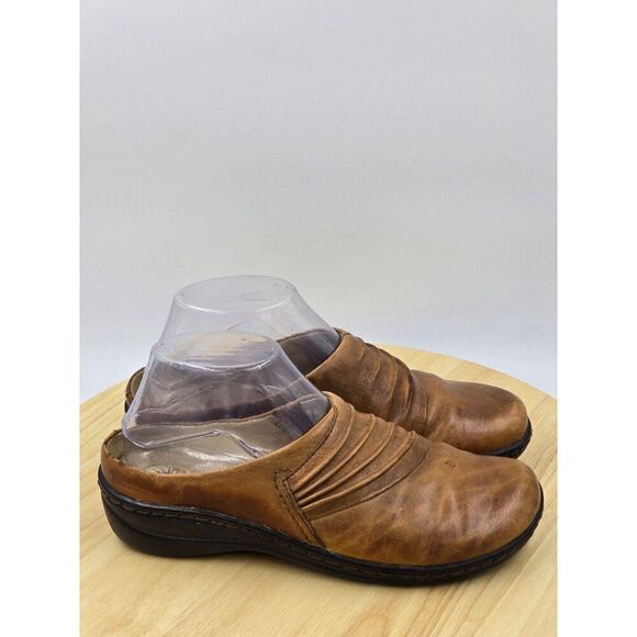 Earth Spirit Gelron Shoes Womens 6.5 Ellie Mules Brown Leather Slip On Y2K Wedge - Picture 1 of 9